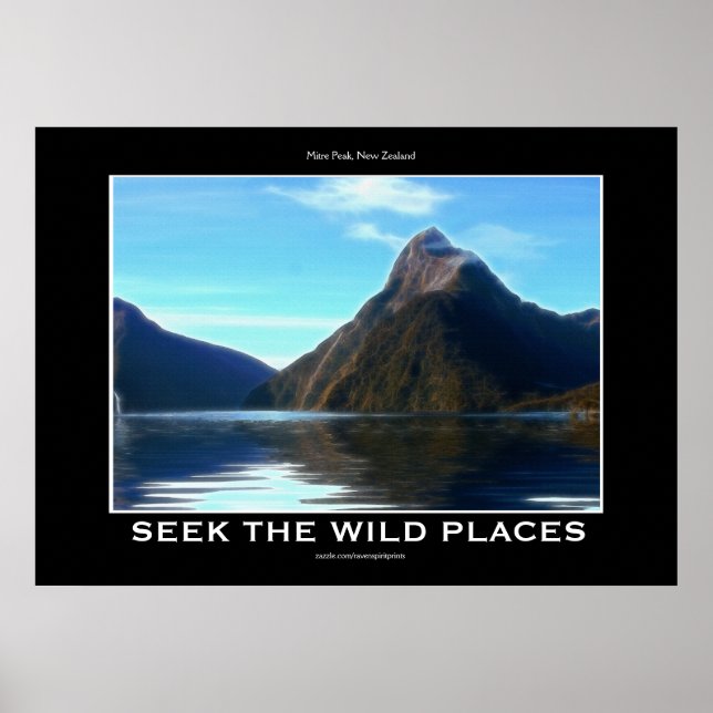 NZ Mitre Peak Scenic Motivational Art Poster (Front)