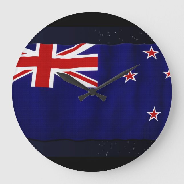 NZ - NEW ZEALAND Flag Proud Patriotic Wall Clock (Front)
