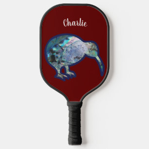 NZ SHINY PAUA KIWI BIRD NEW ZEALAND CUSTOM NAMED PICKLEBALL PADDLE