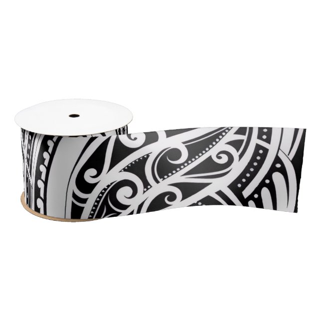 NZKULTURE unique Māori design  Satin Ribbon (Spool)