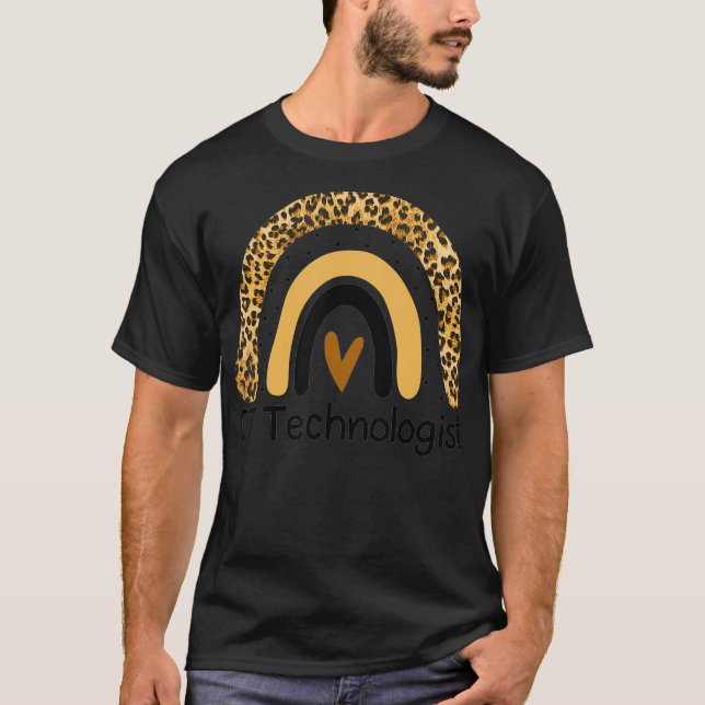 O887 Funny Leopard CT Tech Rainbow Radiology Techn T-Shirt (Front)