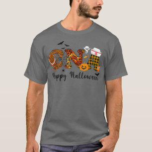O8ND Leopard CNA Nurse Happy Halloween Vibes Pumpk T-Shirt
