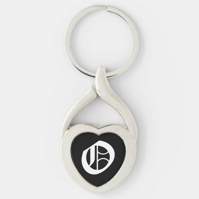 "O" Black Heart Keychain (Front)