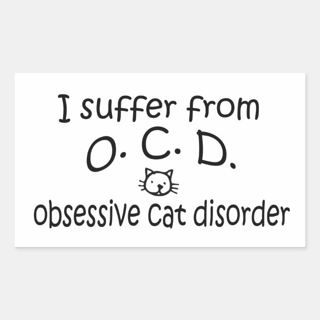 O.C.D. Obsessive Cat Disorder Rectangular Sticker (Front)