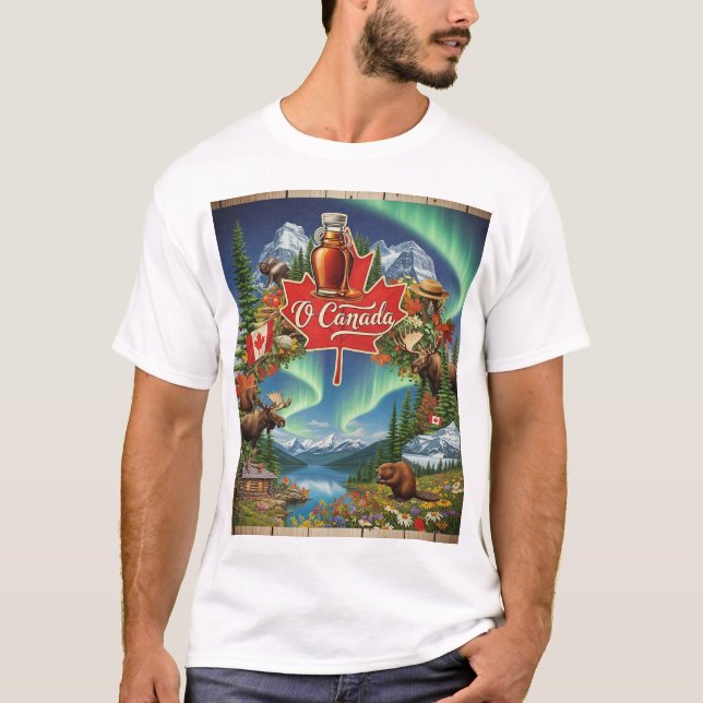 O Canada Collage – Vintage Canadian Pride T-Shirt (Front)