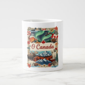 O Canada Collage – Vintage Patriotic  Large Coffee Mug