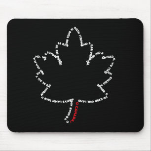 O Canada National Anthem in a Maple Leaf Mouse Mat
