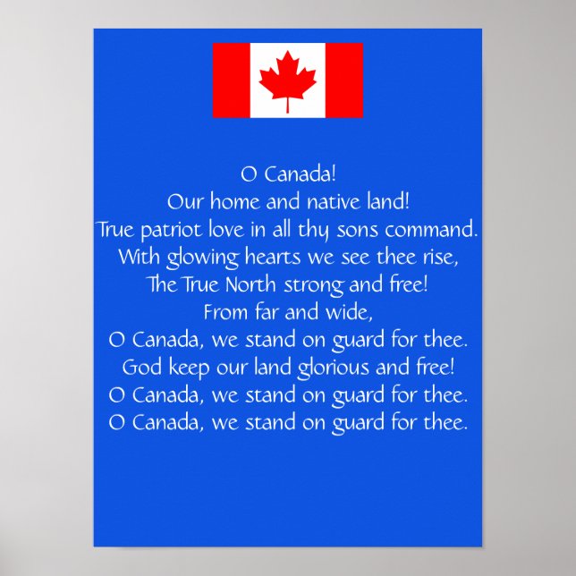 O Canada National Anthem Poster (Front)