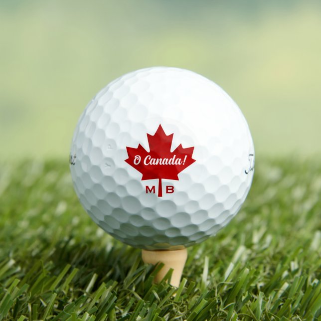 O Canada Red Maple Leaf Initialled Golf Balls (Insitu Tee)