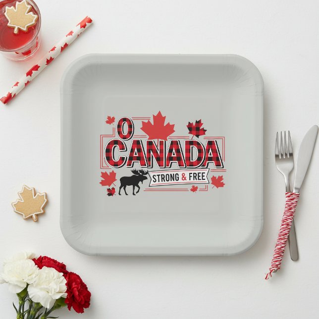 O Canada Strong & Free Moose ID1314 Paper Plate (Creator Uploaded)