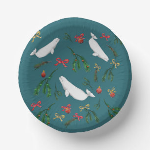 O Christmas Beluga Whale Illustration Holiday     Paper Plate
