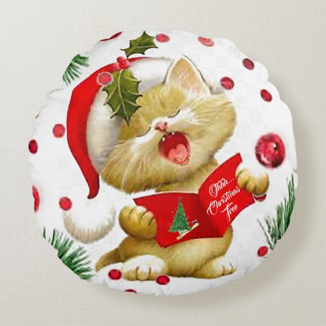 O Christmas Tree Round Throw Pillow (Front)