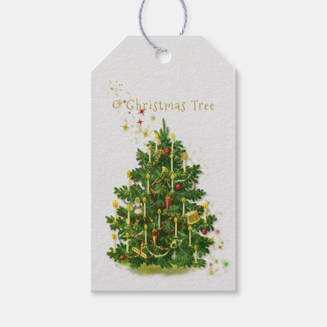 O Christmas Tree Vintage Gift Tag (Front)