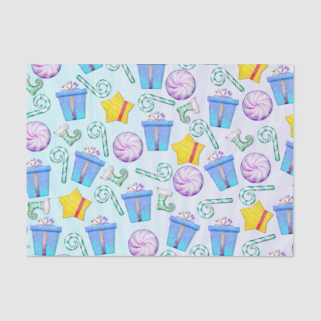 O Christmas Whimsey Folk Art Tissue Paper (Front)