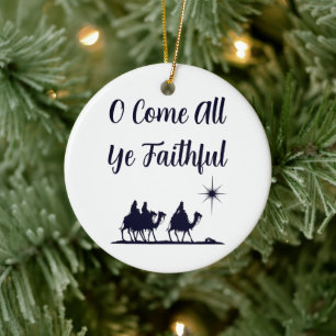 O Come All Ye Faithful Minimalist  Ceramic Tree Decoration