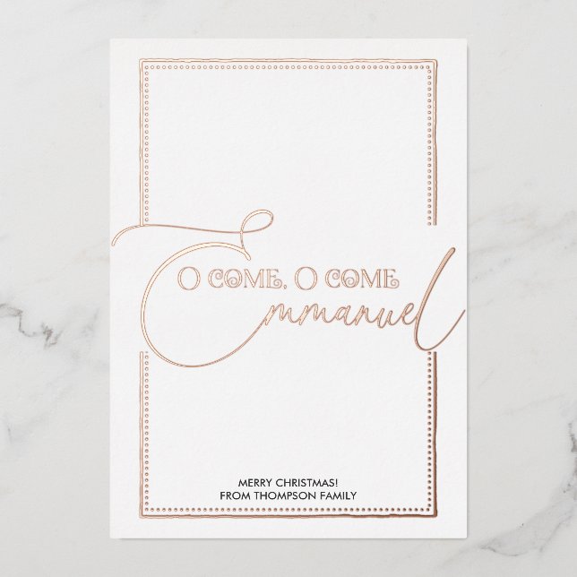 O Come, Emmanuel! Christian Nativity Christmas Foil Holiday Card (Front)