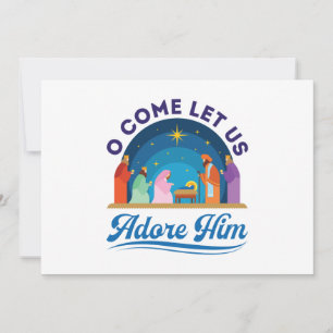 O Come Let Us Adore Him Christmas Christian Jesus Holiday Card
