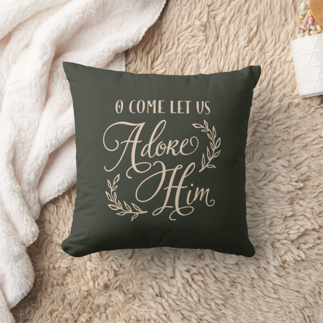 O Come Let Us Adore Him Christmas  Cushion (Blanket)