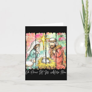 O Come Let Us Adore Him Jesus Christian Christmas  Card