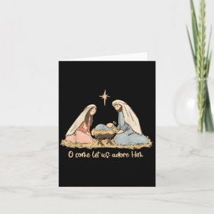 O Come Let Us Adore Him Jesus Christian Merry Chri Card
