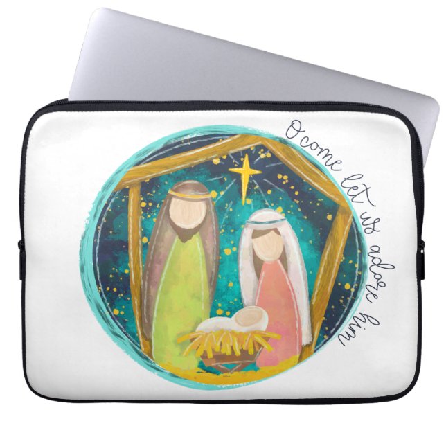 O Come Let Us Adore Him Laptop Sleeve (Front)