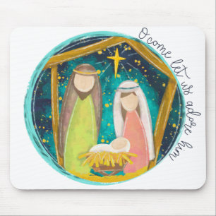 O Come Let Us Adore Him Mouse Mat