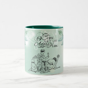 O Come Let us Adore Him Three Wise Men Christmas Two-Tone Coffee Mug