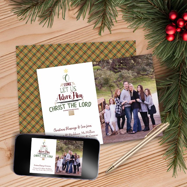 O Come Let Us Adore Him Typography Holiday Card (O Come Let Us Adore Him Typography Holiday Card)