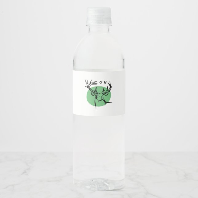 O Dear O Dear Green Minimal Modern Design  Water Bottle Label (Front)