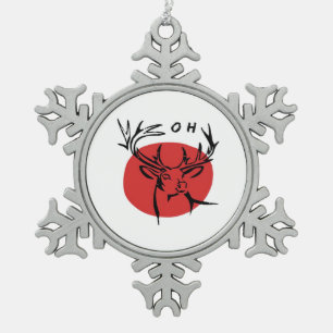 O Dear O Dear Red Retro Classic Design  Snowflake Pewter Christmas Ornament