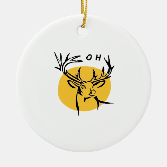 O Dear O Dear Yellow Artistic Style Ceramic Tree Decoration (Front)