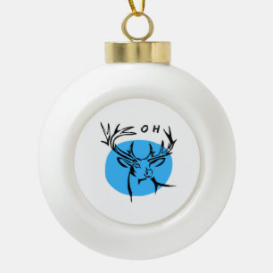 O Dear Oh Dear Blue Whimsical Aesthetic Ceramic Ball Christmas Ornament