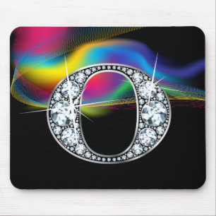 "O" Diamond Bling with Rainbow Swirl Mousepad