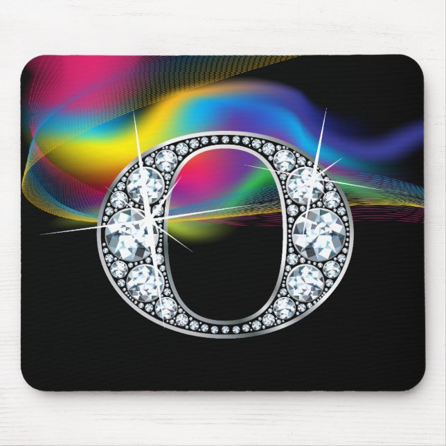 "O" Diamond Bling with Rainbow Swirl Mousepad (Front)