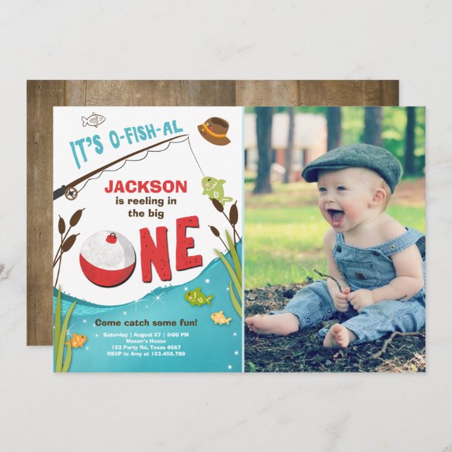 o-fish-al Fishing Birthday Invitation The big one (Front/Back)