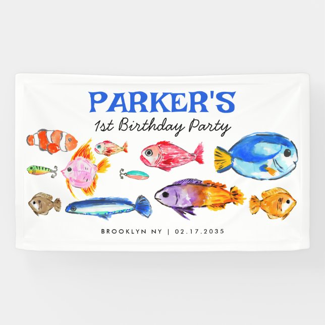 O-Fish-al Reel Fun Fishing Birthday Welcome Banner (Horizontal)