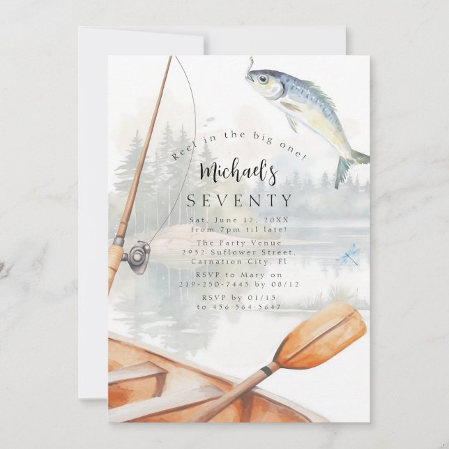O-Fish-Ally 70th Birthday Fishing Invitation (Front)