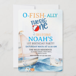 O-Fish-Ally Big One Birthday Invitation