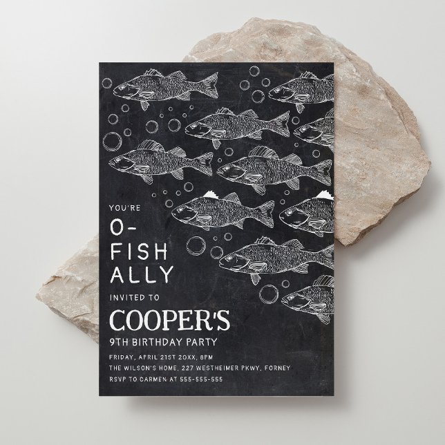 O-Fish-Ally Chalkboard Fishing Birthday  Invitation (Creator Uploaded)