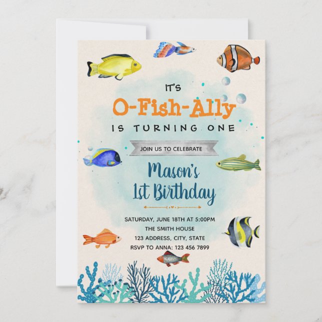 O-Fish-Ally fishing birthday party Invitation (Front)