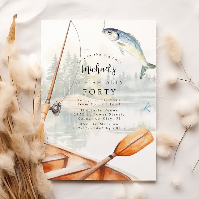 O-Fish-Ally Fishing Themed 40th Birthday Party Invitation (Creator Uploaded)