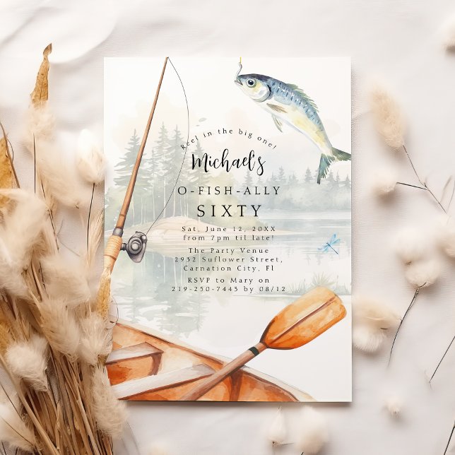 O-Fish-Ally Fishing Themed 60th Birthday Party Invitation (Creator Uploaded)