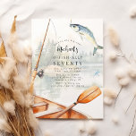 O-Fish-Ally Fishing Themed 70th Birthday Party Invitation<br><div class="desc">Embark on a journey to a serene lakeside with our fish-themed 70th birthday invitations. Filled with watercolor illustrations of a tranquil lake, lush trees, a rustic boat, a poised fishing rod and graceful fish, these invitations promise a celebration that's much more than memorable - it's an experience. And with a...</div>
