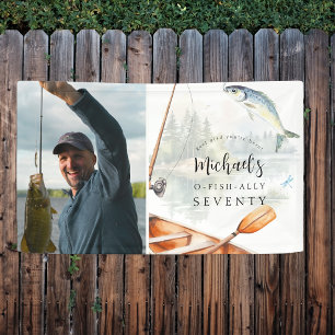 O-Fish-Ally Fishing Themed 70th Photo Birthday Banner