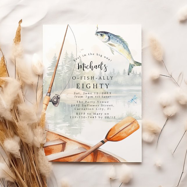 O-Fish-Ally Fishing Themed 80th Birthday Party Invitation (Creator Uploaded)