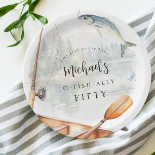 O-Fish-Ally Fishing Themed Birthday Party Paper Plate
