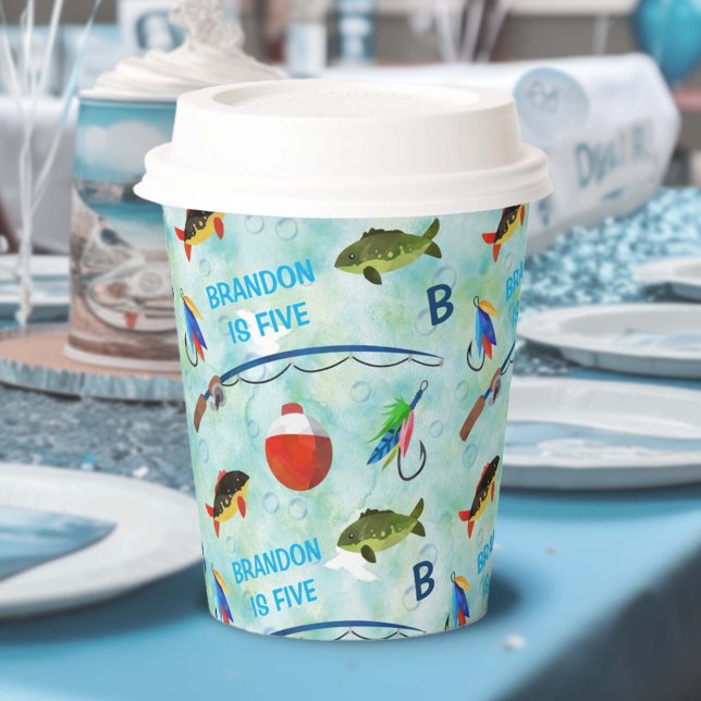 O-Fish-ally, Fishing themed boy 1st birthday Paper Cups (Fishing themed, boy 1st birthday paper cup. O fish ally, little fisherman birthday party theme.
)