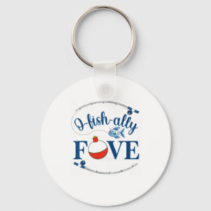 O-fish-ally Five Fishing Boy Fifth Birthday Ofisha Key Ring