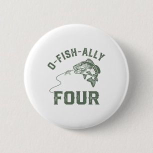 O-fish-ally Four Birthday Decorations 4th Birthday 6 Cm Round Badge