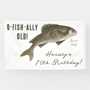 O-FISH-ALLY OLD, Fishing Themed Birthday Party Banner